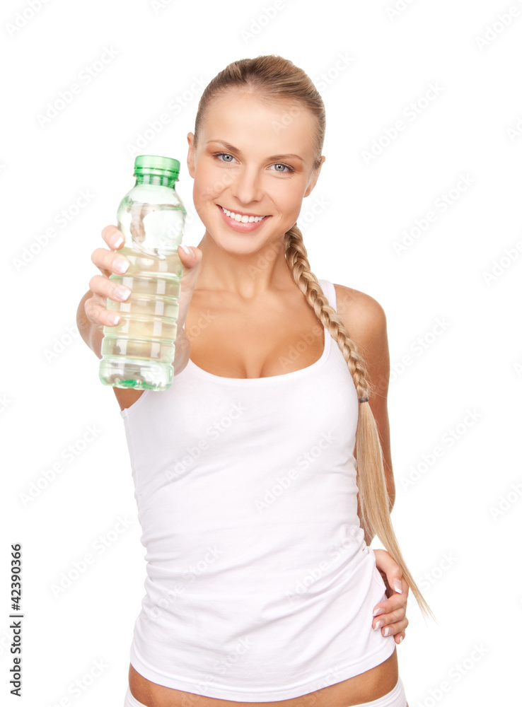 young beautiful woman with bottle of water young beautiful woman with bottle of water