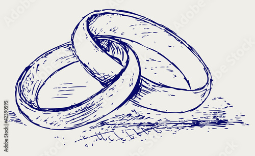 Sketch pencil. Wedding rings