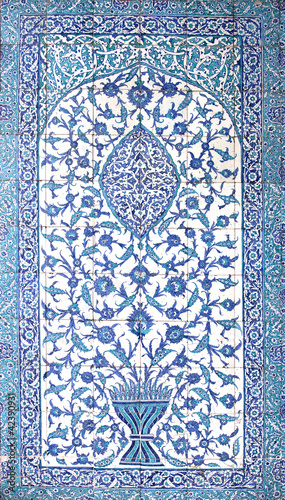 Tile panel in Hatice Turhan Sultan Turbeh, Istanbul, Turkey photo