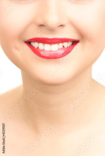 beautiful make up of glamour red gloss lips.
