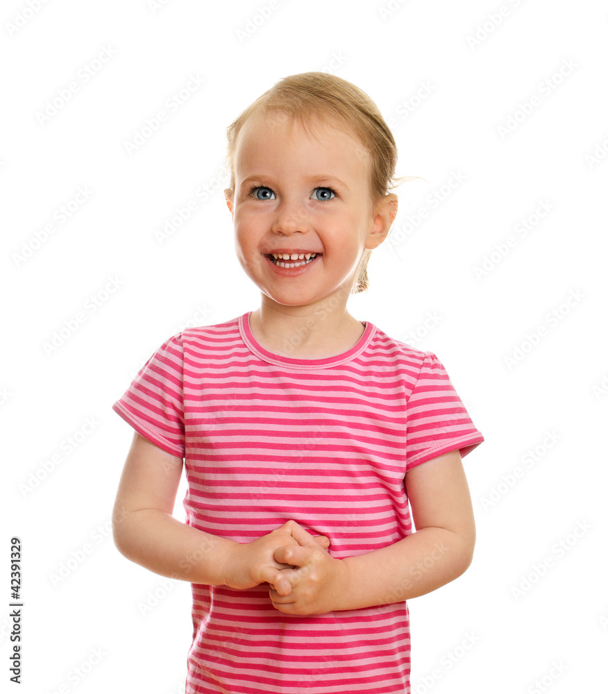 Smiling little girl portrait isolated on white background Smiling little girl portrait isolated on white background