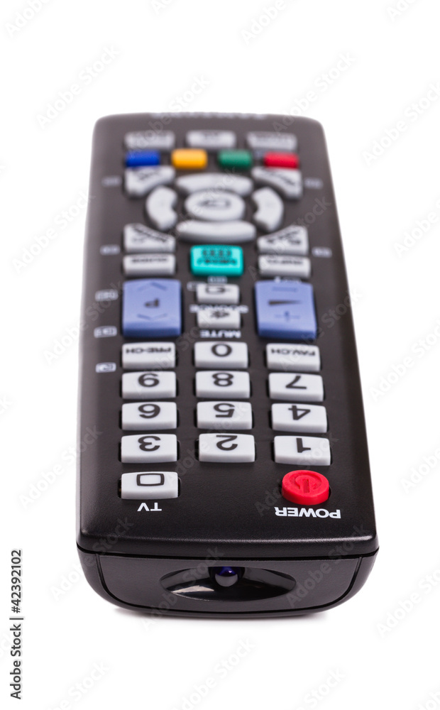 Black TV remote control isolated on white background Black TV remote control isolated on white background