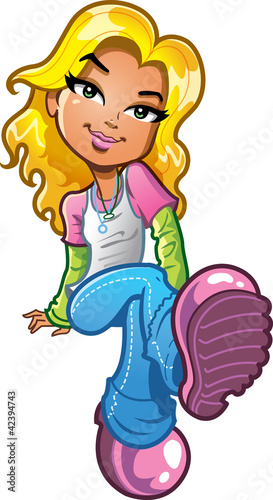 Pretty Sitting Blonde Girl