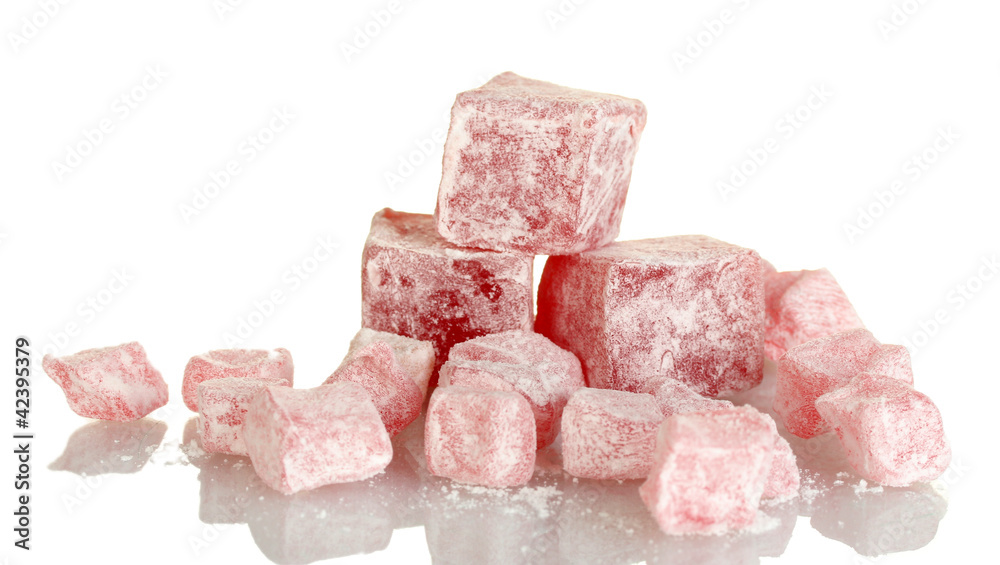 tasty pieces of turkish delight isolated on white tasty pieces of turkish delight isolated on white