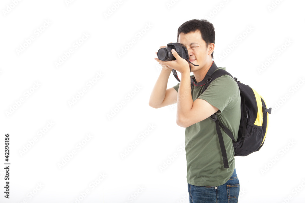 Fototapeta premium young traveler with photo camera
