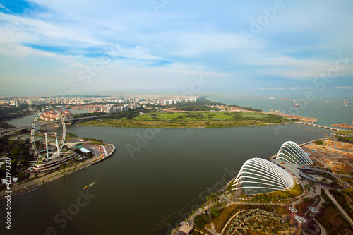 Canvas Print Singapore, river Hongbao view from roof Marina Bay Hotel