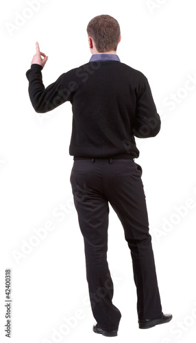 Back view of pointing business man.