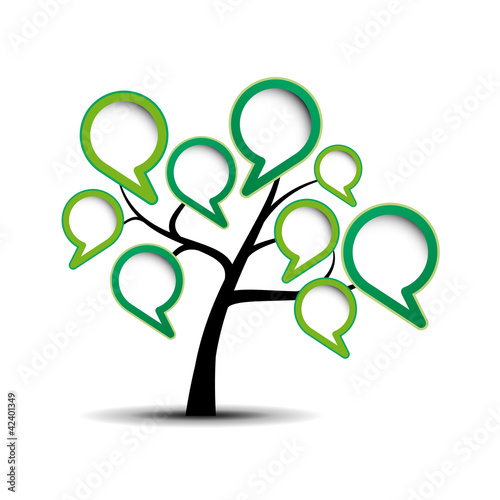 Abstract green tree with messages # Vector