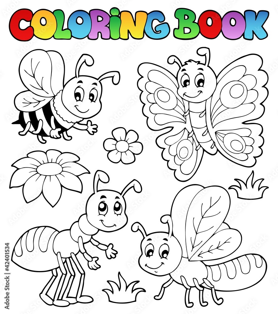 Naklejka premium Coloring book cute bugs 2