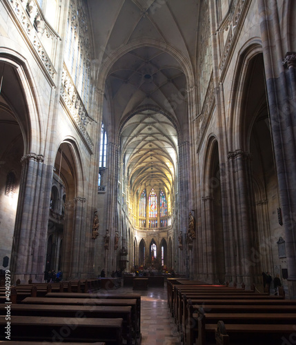 Interior of Saint Vitus Cathedral in Prague