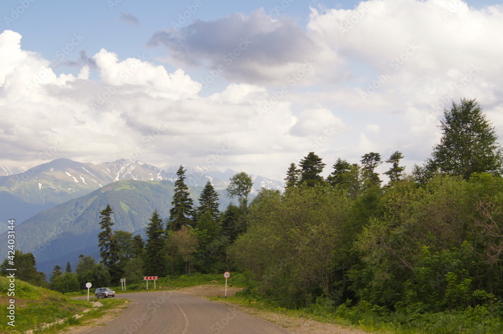 Road to mountains of the Caucasian reserve Road to mountains of the Caucasian reserve