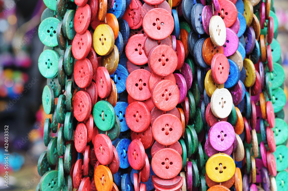 Artisan souvenir buttons of different colors Artisan souvenir buttons of different colors