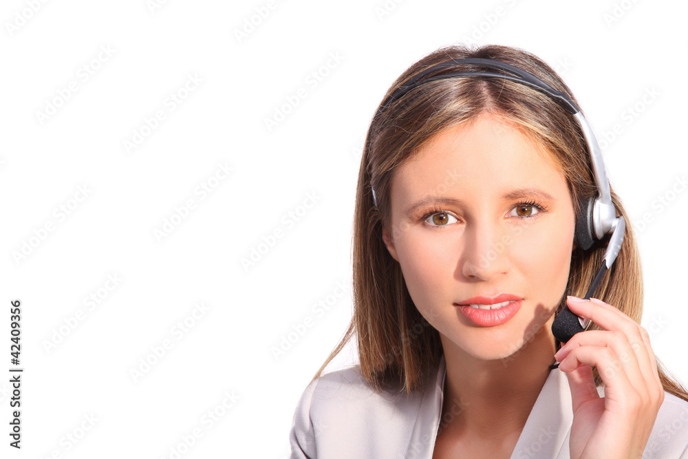 office telephone operator, beautiful woman with headphones office telephone operator, beautiful woman with headphones