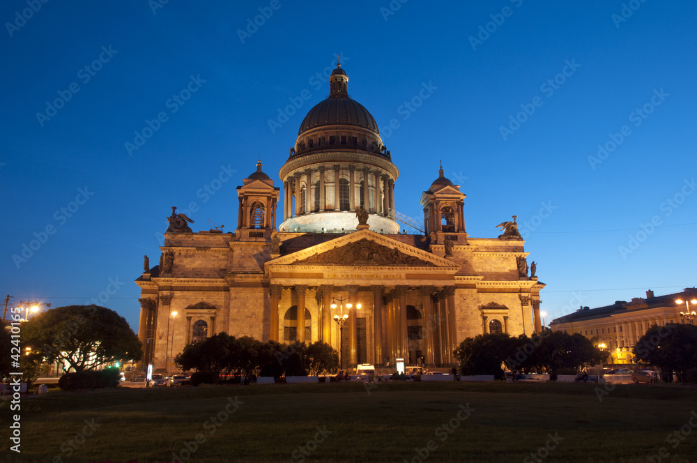 Isaac cathedral. St.Petersburg, Russia. White night.