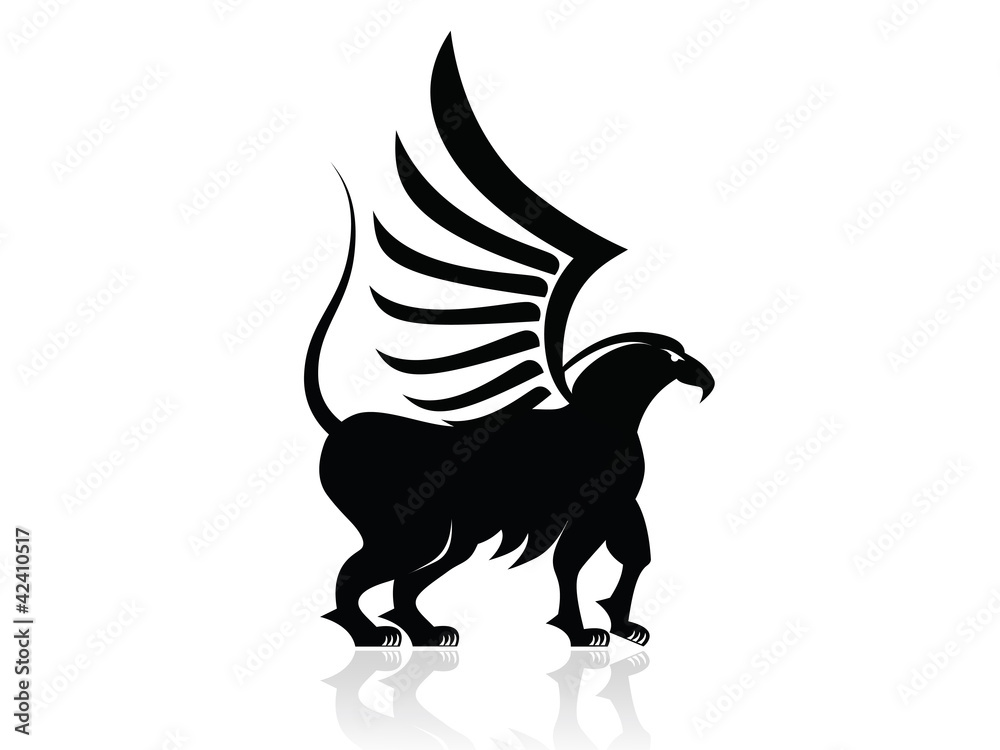 Black animal: Eagle-Lion, sign, logo, icon Black animal: Eagle-Lion, sign, logo, icon