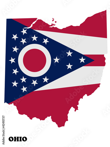 Ohio map with flag isolated on white background