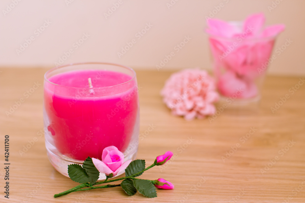 pink candles and petals for aromatherapy pink candles and petals for aromatherapy