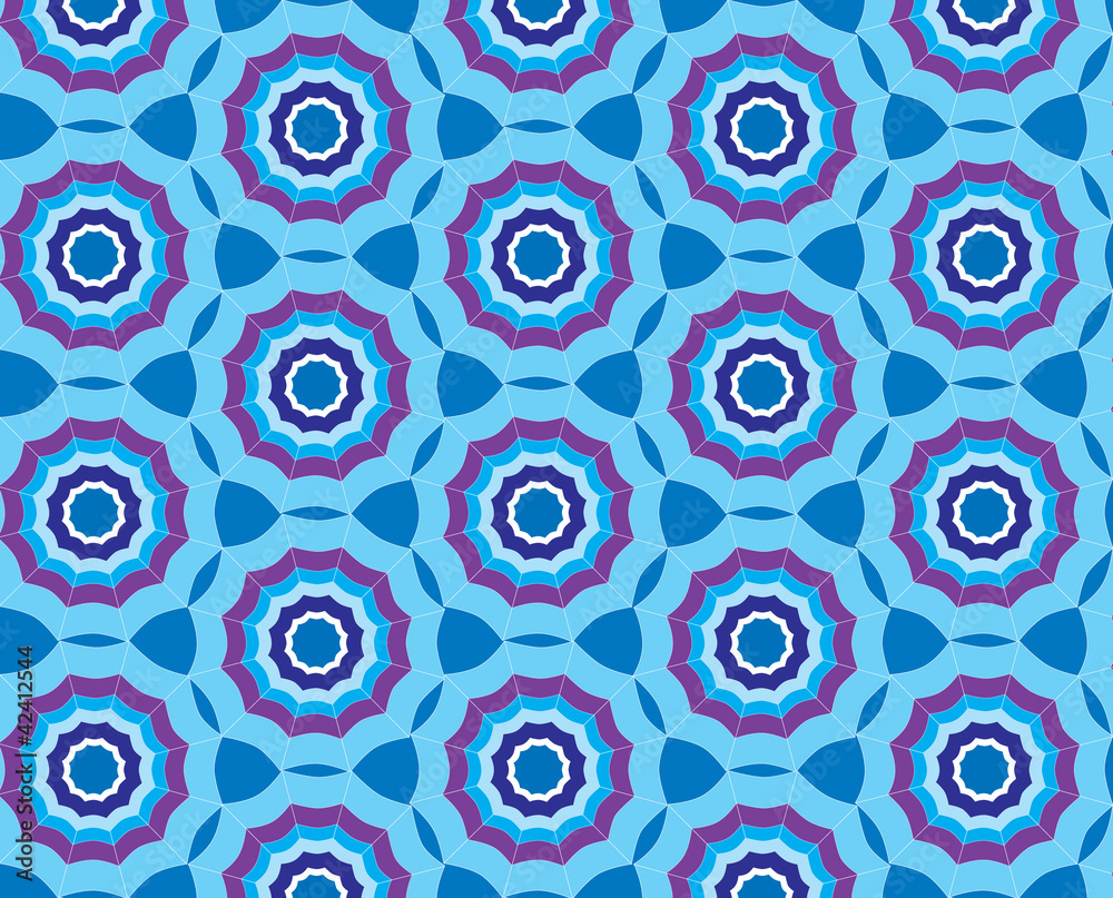 Seamless blue pattern background with stylized umbrella