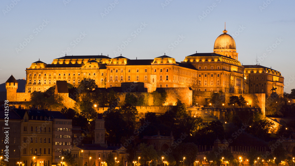 Royal Palace, Budapest in the evening