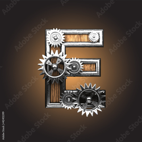Vector metal figure  with gearwheels
