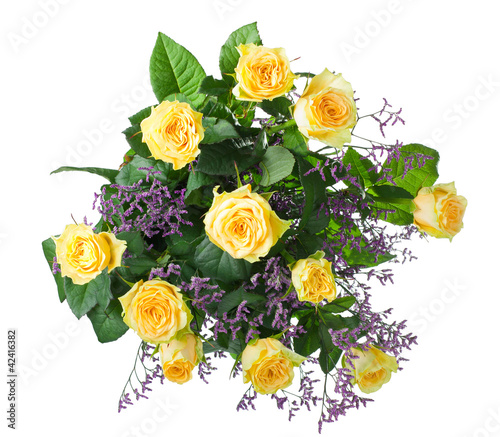 festive bouquet of roses on a white background