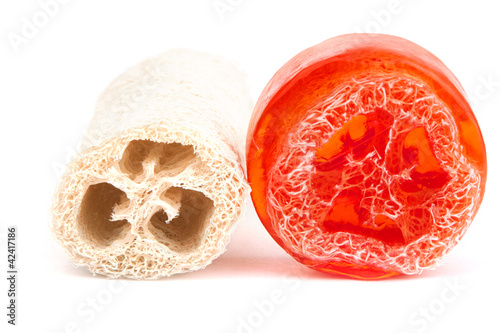 Fotografie Handmade soap with loofah