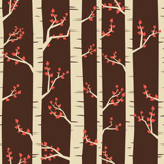 Stickers Berken patronen Herfstberken naadloos patroon warme tinten  © Iveta Angelova