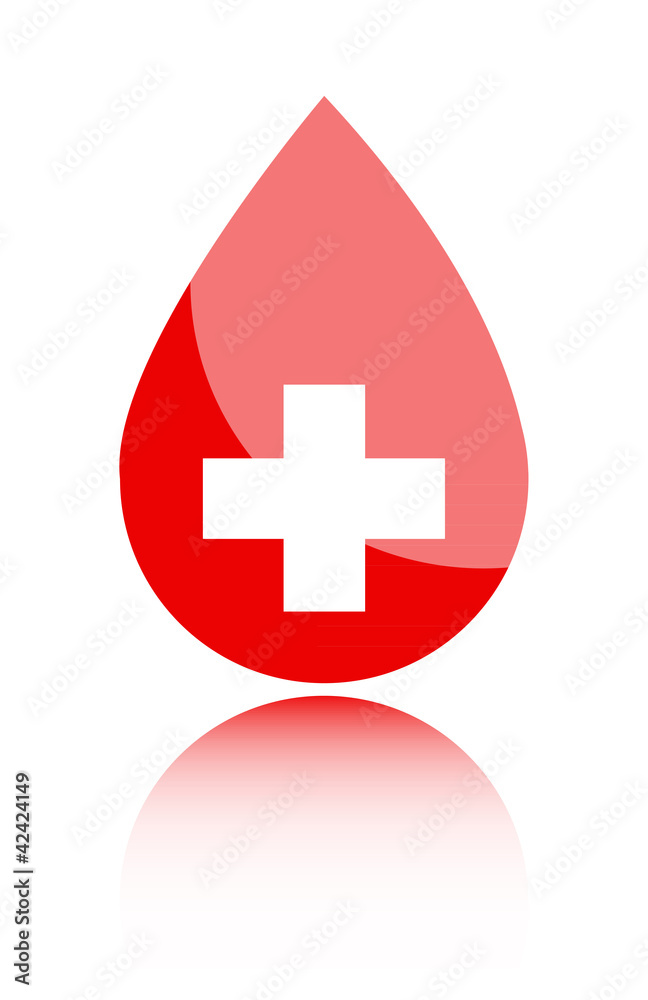 Blood drop with medical cross isolated on white Blood drop with medical cross isolated on white
