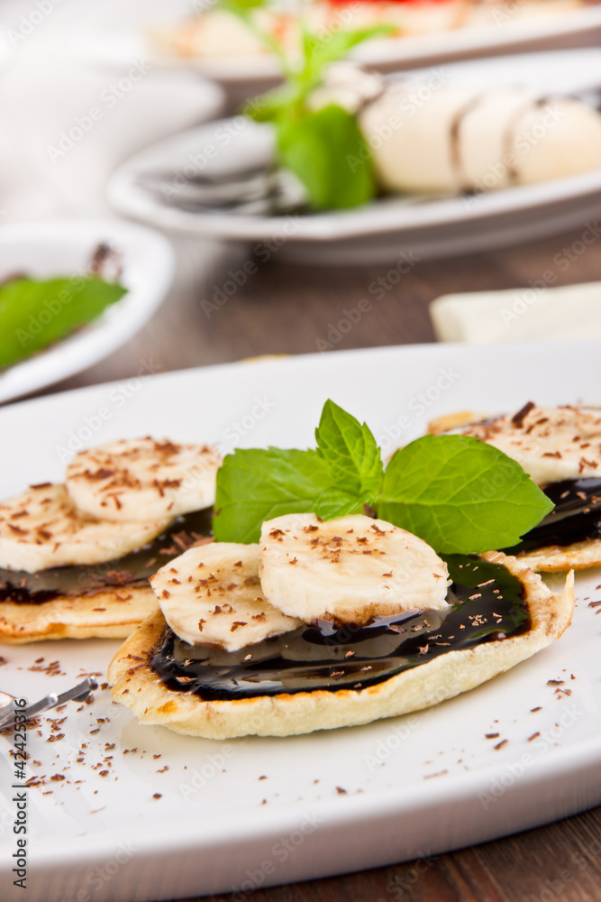 Sweet pancakes with chocolate