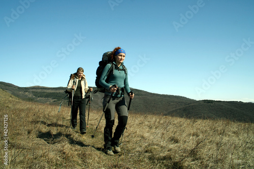 Hiking in the mountains.