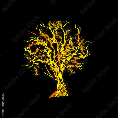 Fire on tree