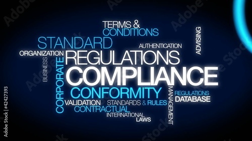 Compliance regulations word tag cloud animation video photo