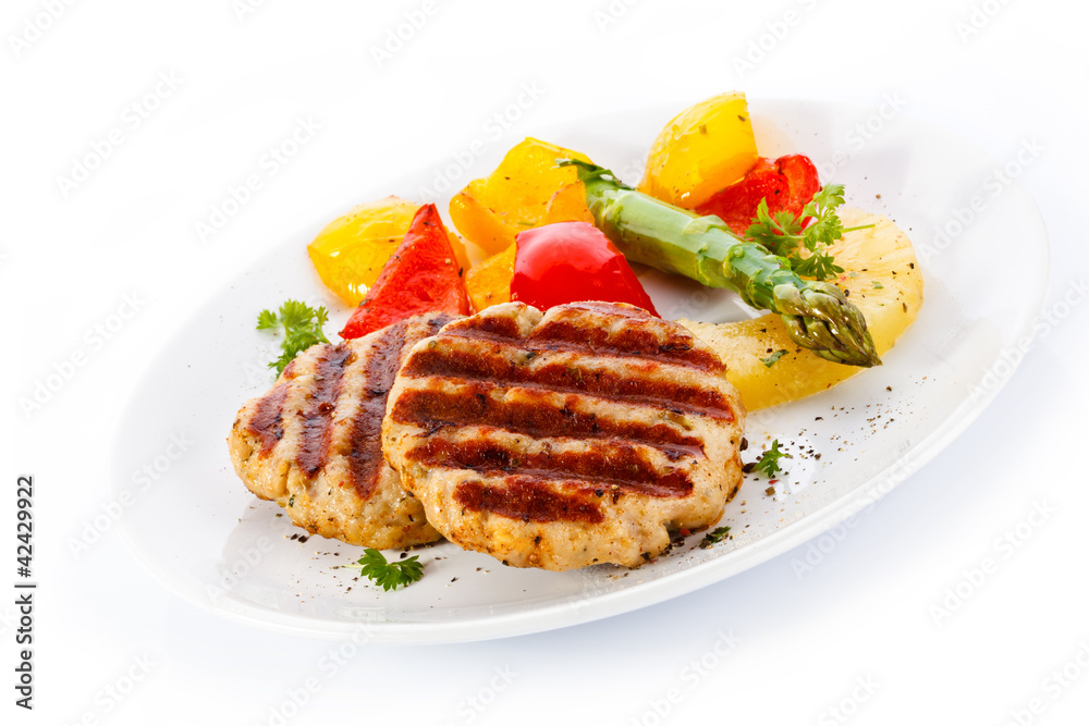 Grilled steaks and vegetables Grilled steaks and vegetables