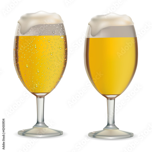 Beer in glass with drops vector