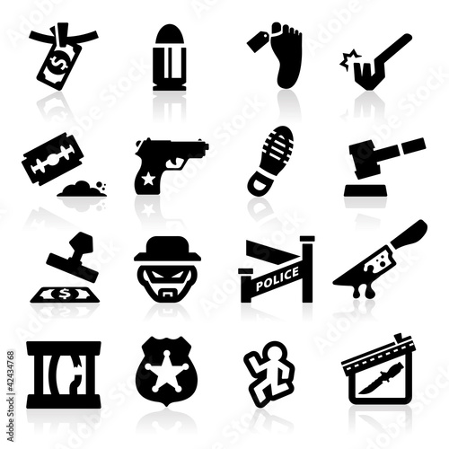 Crime Icons set Elegant series