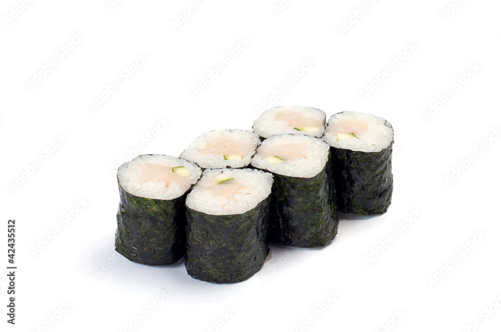 Hosomaki. Hamat maki, yellowtail, cucumber Hosomaki. Hamat maki, yellowtail, cucumber