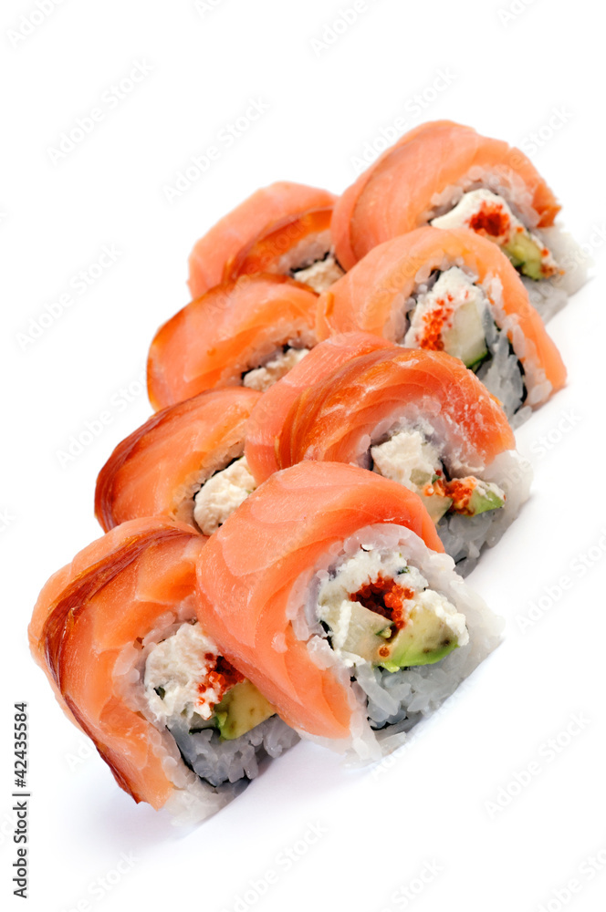 Uramaki. Philadelphia with smoked salmon. Uramaki. Philadelphia with smoked salmon.