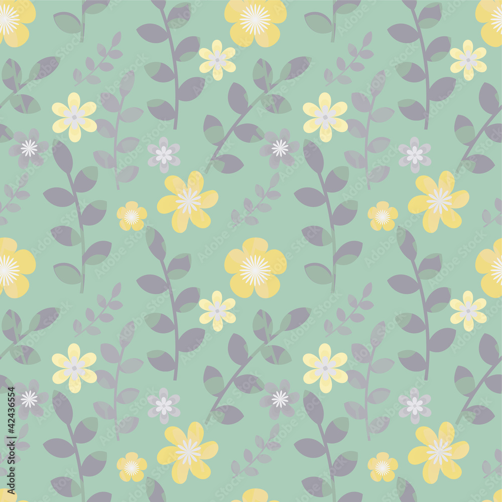 Yellow and blue pastel floral pattern Yellow and blue pastel floral pattern