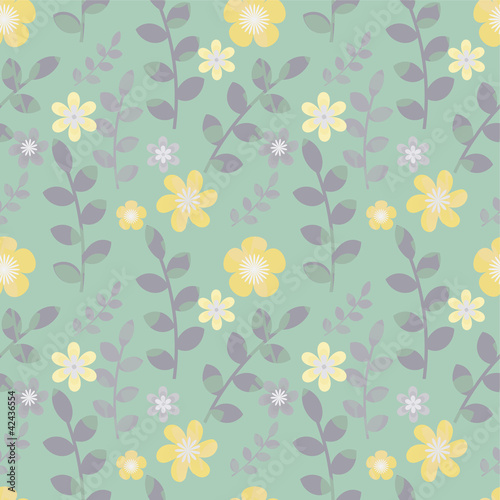 Yellow and blue pastel floral pattern