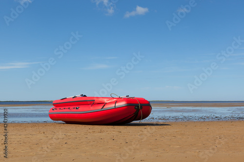 Red inflatable lifeboat