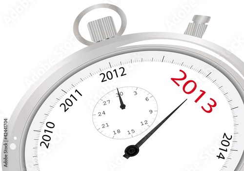 Arrival of new year in a stopwatch