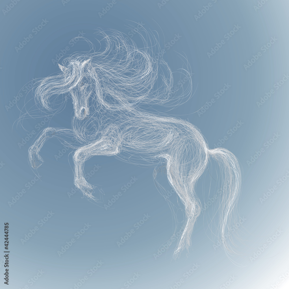 White horse / Vector sketch of fairy unicorn White horse / Vector sketch of fairy unicorn