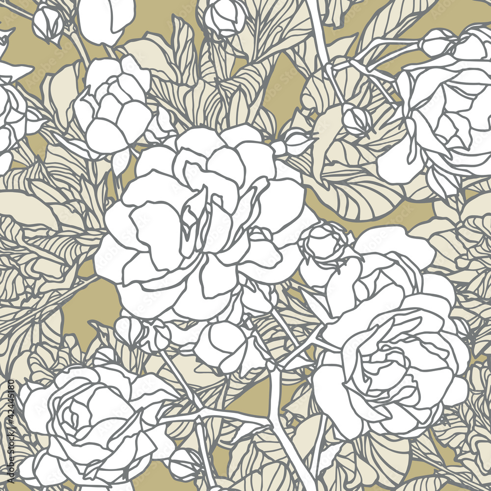 Fototapeta premium Бесшовный цветочный паттерн с розами