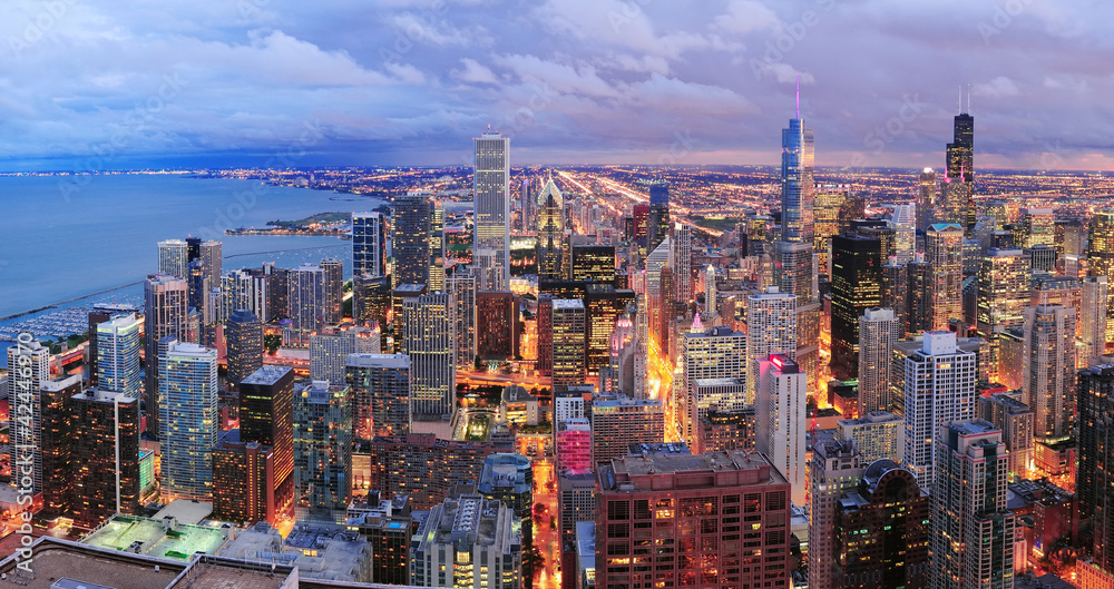 Obraz premium Chicago panoramę panoramy widok z lotu ptaka