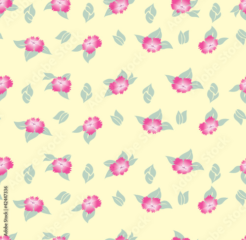 seamless pattern  background with pinks flowers, carnations © Terriana