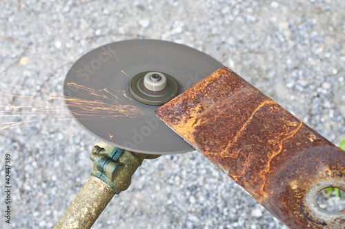 Bilde på lerret Lawn mower blade sharpening.
