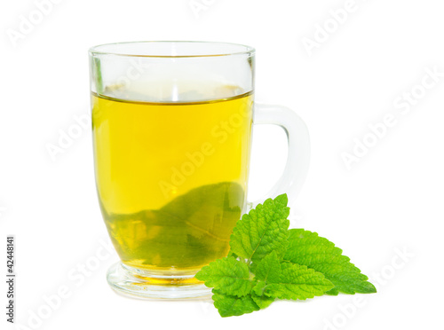 Glass of lemon balm tisane