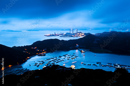 Canvas Print Power station at night with mountain landscape