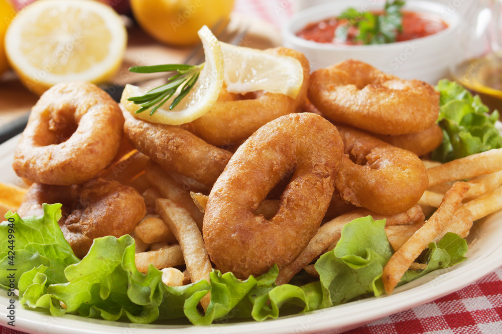 Fried squid rings Fried squid rings