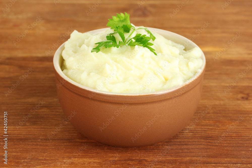 Mashed potato with parsley in the bowl Mashed potato with parsley in the bowl